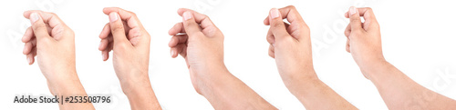 Fotomural Multiple of Male Caucasian hand gestures isolated over the white background
