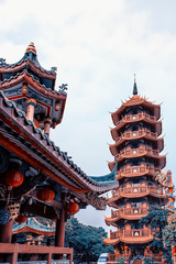 Canvas Print - Che Chin Khor Chinese style Temple and Pagoda in Bangkok, Thailand