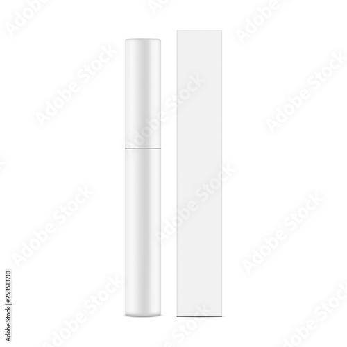 Download Eyeliner Tube With Box Mockup Isolated On White Background Front View Vector Illustration Stock Vector Adobe Stock