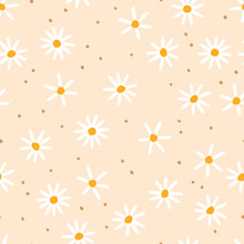 Vector Seamless Floral Pattern.Abstract Background With Camomile Flowers.