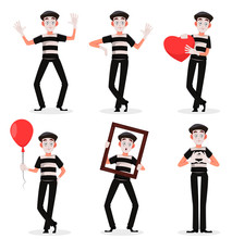 April Fool's Day. Mime Cartoon Character