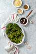 Roasted broccoli seasoned with soya sauce