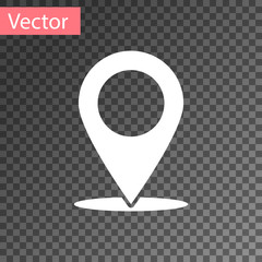 Poster - white map pin icon isolated on transparent background. pointer symbol. location sign. navigation map