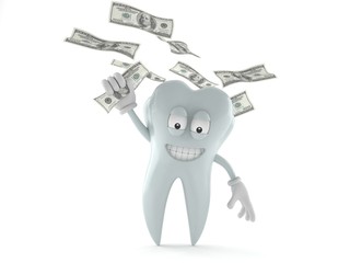 Canvas Print - Tooth character catching money