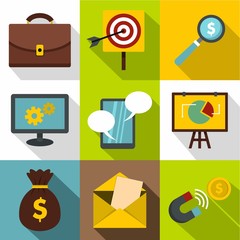 Poster - Marketing icons set. Flat illustration of 9 marketing vector icons for web