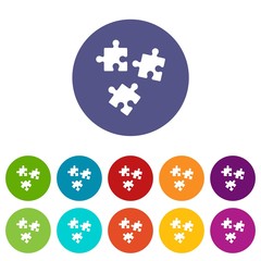 Poster - Puzzle set icons in different colors isolated on white background
