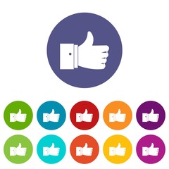 Poster - Thumb up gesture set icons in different colors isolated on white background