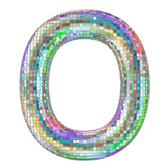 Poster - Disco font, letter O from glitter mirror facets. 3D rendering