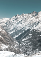 Leinwandbilder - Aerial view on Zermatt valley in the winter season