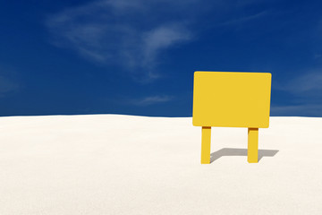 Poster - 3d rendering of yellow signboard on beach