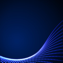 Poster - Glowing dots on dark background.