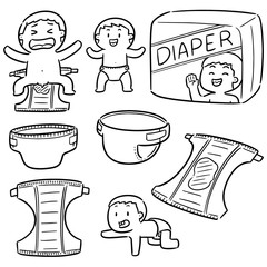 Sticker - vector set of diaper