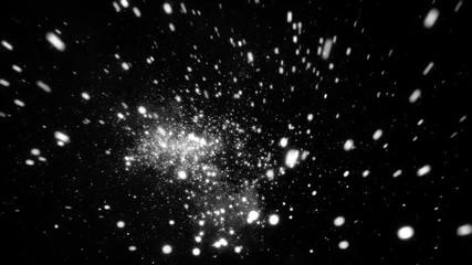 Poster - flying through white star fields in deep, black space, monochrome. flight through cosmos and nebulas
