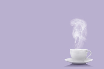 Wall Mural - a cup of coffee on the Proton Purple background