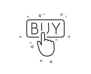 Fototapete - Click to Buy line icon. Online Shopping sign. E-commerce processing symbol. Geometric shapes. Random cross elements. Linear Buying icon design. Vector