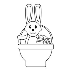 Sticker - Easter day cute cartoons in black and white