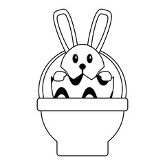 Sticker - Easter day cute cartoons in black and white