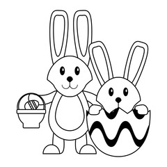 Sticker - Easter day cute cartoons in black and white