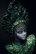 © EVGENY FREEONE - Head of woman mannequin in green decorated kokoshnick