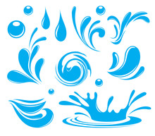 Water. Splash And Spray. Set. Vector Image.