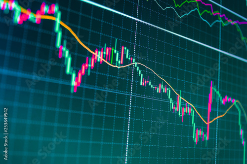 Stock Market Graph On The Screen Business Graph With Arrows Tending - 