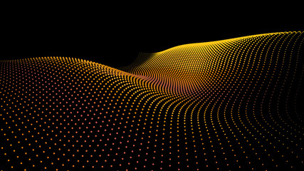 Poster - 3d sea dots wave glowing stream background flow