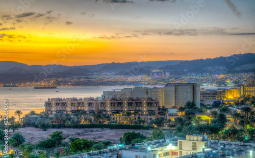 Fotomural Sunset view of Aqaba gulf in Jordan