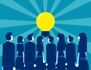 Wall Mural - Business people looking for leader ideas. Concept business vector, Spectators, Stand back, Bulb.