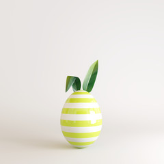 Wall Mural - Easter egg with ear leaves on white background. Creative idea minimal concept. 3d rendering