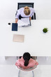 © InfiniteFlow - Two young business women in meeting at office table for job application and business agreement. Recruitment and human resources concept.