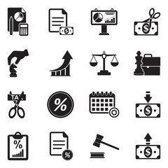 Business And Enterprise Icons. Black Flat Design. Vector Illustration.