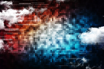 Wall Mural - Cloud network in abstract technology background. Cloud networking concept