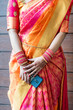 colorful silk saree , bride , traditional Hindu wedding , South India