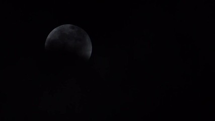 Wall Mural - clouds moving past a full moon in the middle of a lunar eclipse.