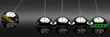© GoodIdeas - Meaning, ideas and relation of two concepts: teamwork and success, pictured as Newton cradle with metal balls giving energy and momentum to each other,  labelled with english words, 3d illustration
