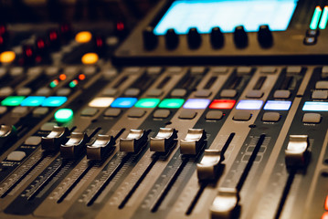 Wall Mural - professional concert mixing console. music record studio. close-up