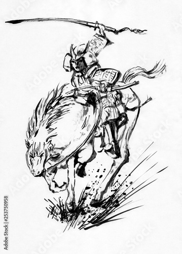 馬に乗る鎧兜装備の武士02 Stock Illustration Adobe Stock