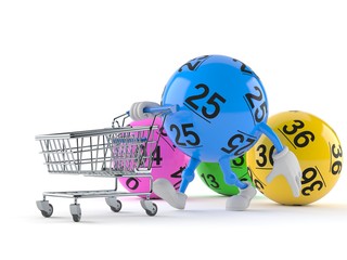 Poster - Lotto ball character with shopping cart