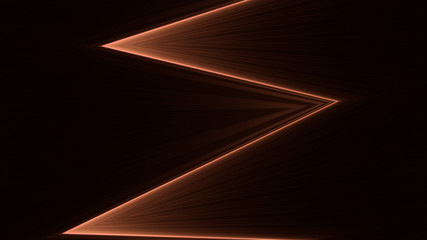 Poster - glowing broken line on a dark background geometric composition, brown tones