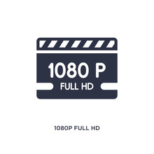 1080p Full Hd Icon On White Background. Simple Element Illustration From Cinema Concept.