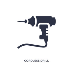 cordless drill icon on white background. Simple element illustration from construction concept.