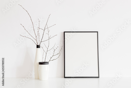 Frame And Decorative Twigs In A Design Vase Buy This Stock