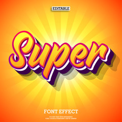Fototapete - super amazing text effect, warm orange summer with sun burst background