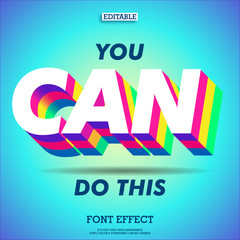 Poster - inspirational quote with bright colorful 3d extrude text effect 