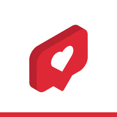 Fototapete - Like isometric vector icon, heart emotion for social media symbol. Simple, flat design for web or mobile app