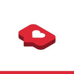 Fototapete - Like isometric vector icon, heart emotion for social media symbol. Simple, flat design for web or mobile app
