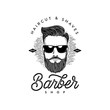 © tunejadez - Barber shop Beard man White Vector illustration
