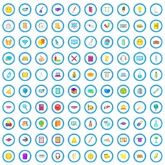 Poster - 100 e-learning icons set in cartoon style for any design vector illustration