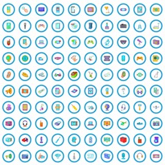 Poster - 100 electronic device icons set in cartoon style for any design vector illustration