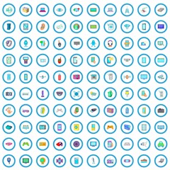 Poster - 100 electronics icons set in cartoon style for any design vector illustration